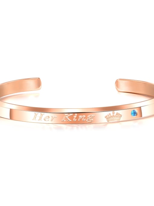 Her King Rose Gold Men - 931 Stainless Steel With Rose Gold Plated Simplistic Monogrammed Bangles