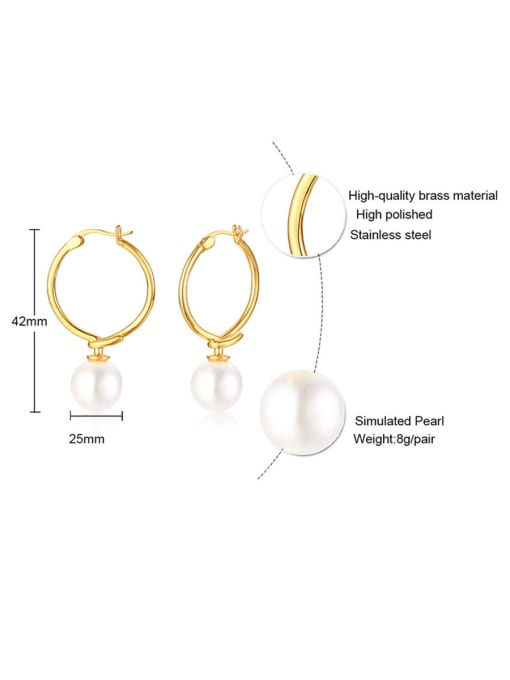 CONG Stainless Steel With Gold Plated Simplistic Round Clip On Earrings 2