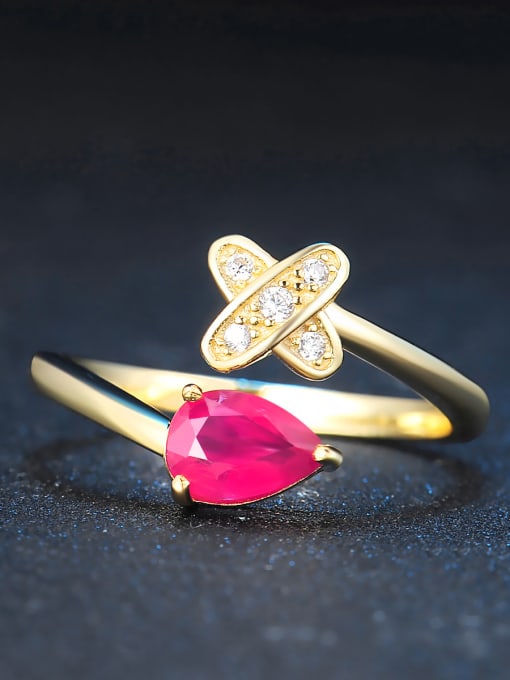ZK Natural Ruby Cross Noble Opening Ring 2