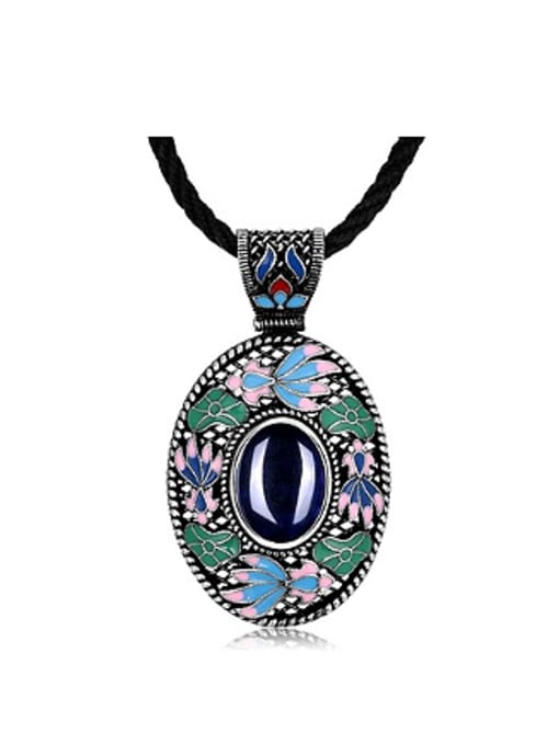 blue Retro style Corundum Stone Necklace