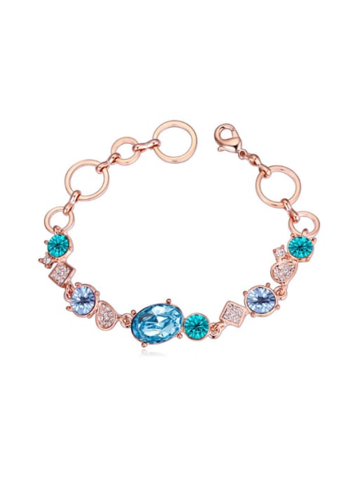 blue Fashion Shiny austrian Crystals Rose Gold Plated Bracelet