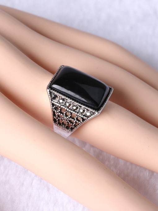 Gujin Personalized Black Resin stone Alloy Ring 1