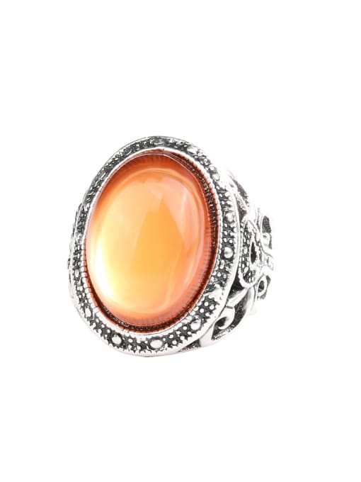 Gujin Retro style Hollow Oval Resin stone Alloy Ring 0