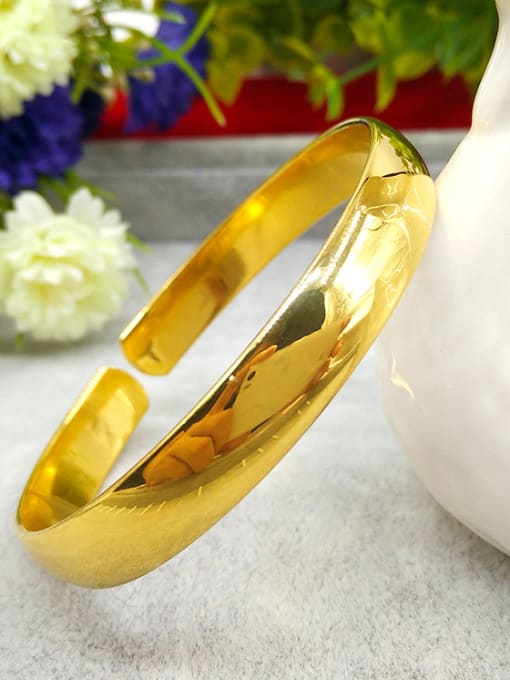 golden Gold Plated Geometric Open Design Bangle