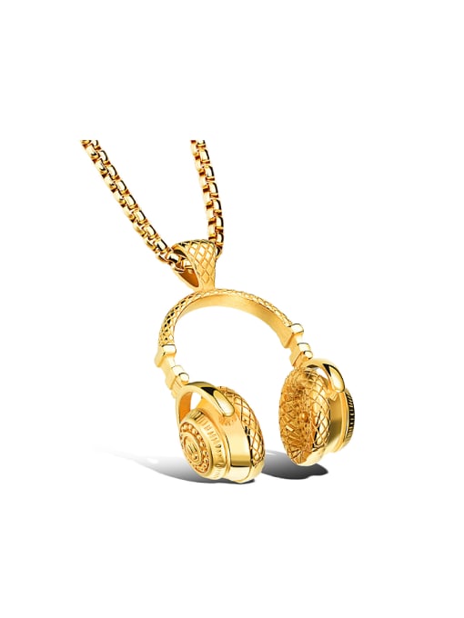 gold Personalized Little Earphones Titanium Men Necklace