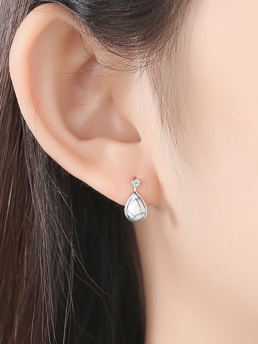 CCUI 925 Sterling Silver With Platinum Plated Simplistic Water Drop Drop Earrings 1