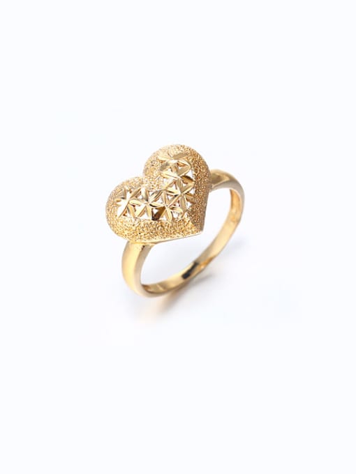 XP Copper Alloy 18K Gold Plated Heart-shaped Stamp Ring 0