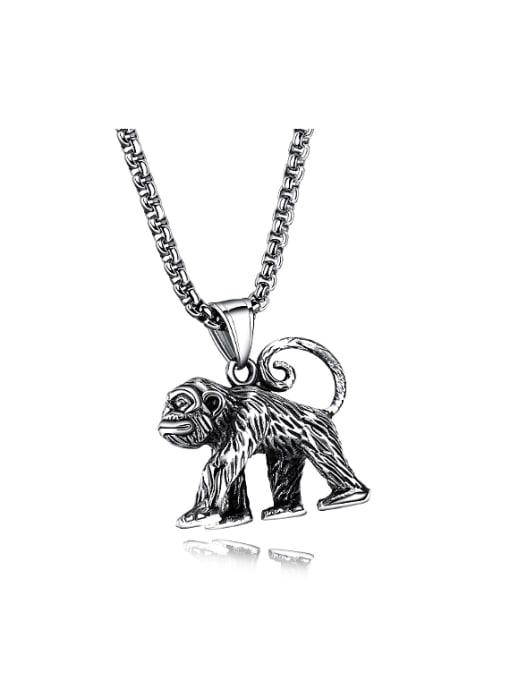 Open Sky Retro style Personalized Walking Baboon Titanium Necklace 0