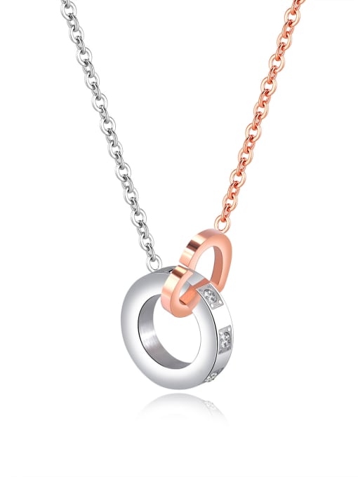 GX1445M rose gold Stainless Steel With Rose Gold Plated Fashion Heart Necklaces