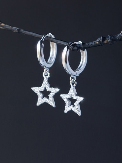 Rosh S925 silver star zircon drop earring 0