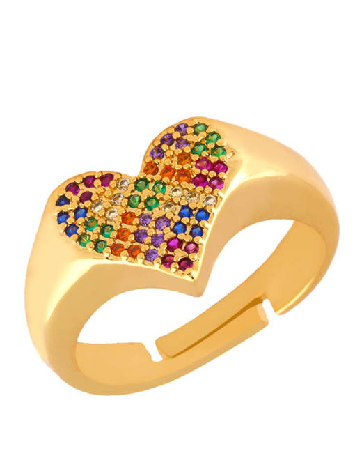 color Copper With Cubic Zirconia Classic Heart Multistone Rings