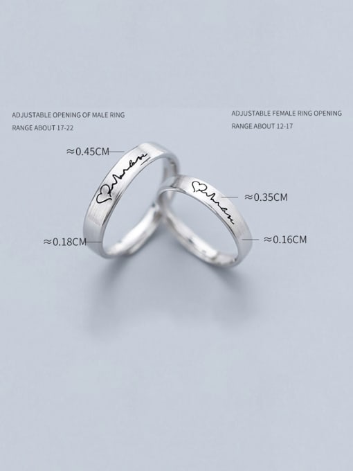 Rosh 925 Sterling Silver With Platinum Plated Simplistic Heart Engagement Free Size  Rings 2