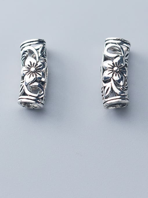 FAN 925 Sterling Silver With Antique Silver Plated Hollow Flower Beads 0