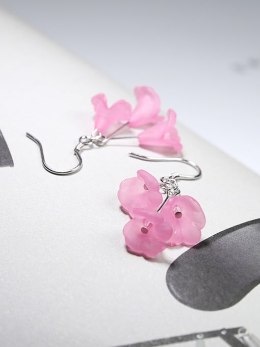 Peng Yuan Personalized Pink Trumpet Flowers 925 Silver Earrings 3