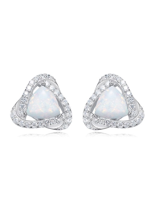 CEIDAI Fashion Little Opal stones Cubic Zirconias 925 Silver Stud Earrings 0