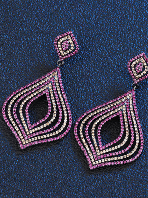 ROSS Copper With Cubic Zirconia Luxury Geometric Cluster Earrings 2