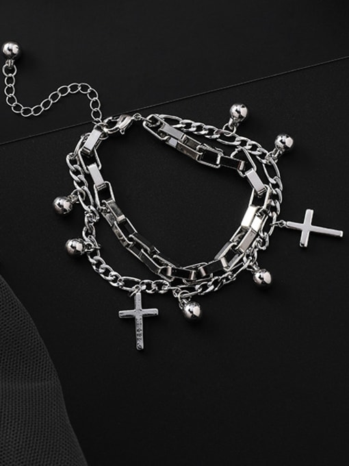 B Cross Section Alloy With Platinum Plated Fashion Heart Bracelets