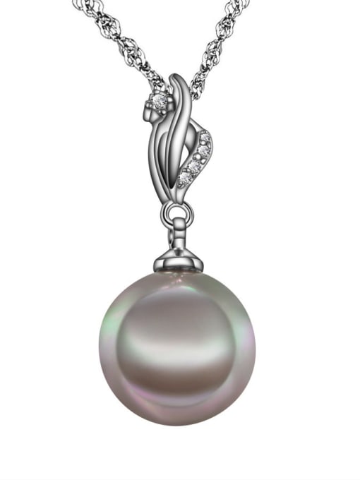 SANTIAGO Creative Platinum Plated Black Artificial Pearl Necklace 0