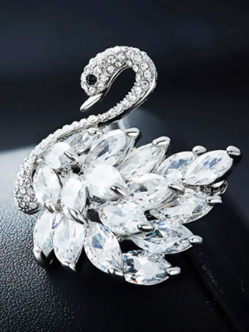 CEIDAI Fashion Elegant Marquise Crystals Swan Brooch 2