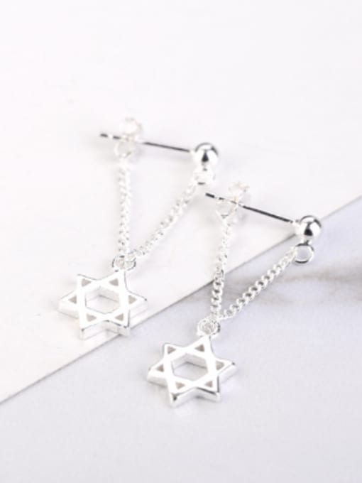 Peng Yuan Fashion Six-pointed Star Silver Earrings 0