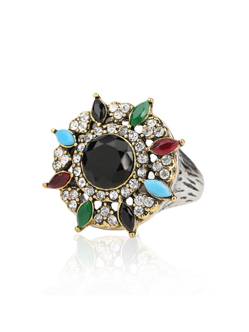 Gujin Retro style Double Color Plated Resin stones Crystals Alloy Ring 0