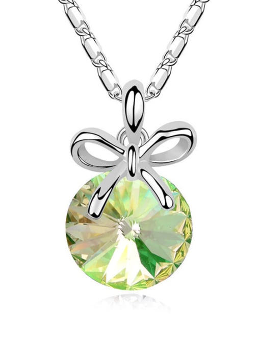 light green Simple Little Bowknot Cubic austrian Crystal Alloy Necklace