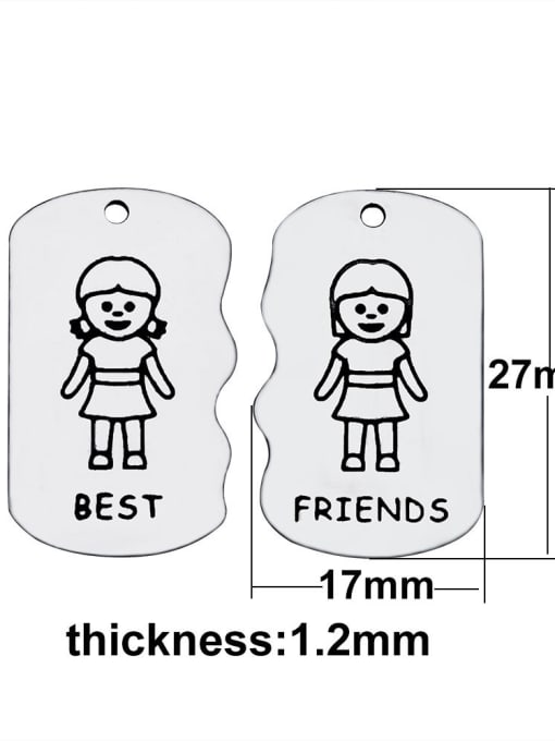 FTime Stainless Steel With Lady Irregular With best friends words Charms 1