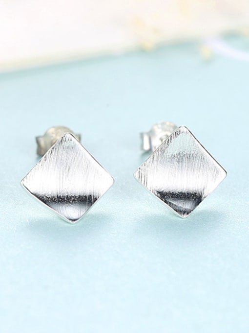 sliver 925 Sterling Silver With Glossy  Simplistic Geometric Stud Earrings