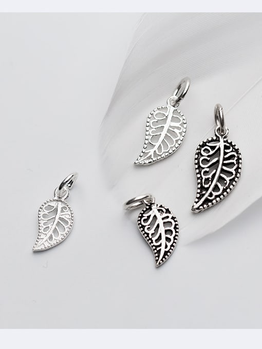 FAN 925 Sterling Silver With Silver Plated Simplistic Leaf Charms 2
