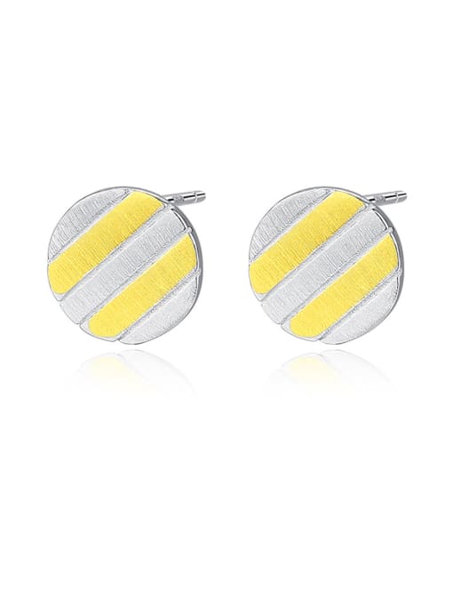 CCUI 925 Sterling Silver With Glossy  Plated Simplistic Round Stud Earrings 0