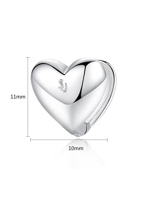 BLING SU Copper With Platinum Plated Delicate Heart Stud Earrings 3
