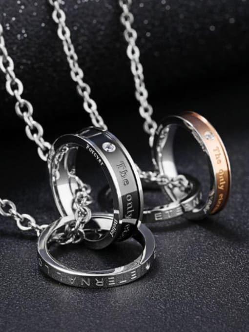 Open Sky Fashion Double Rings Pendant Titanium Necklace