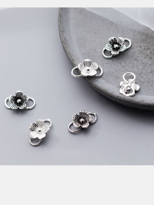 FAN 925 Sterling Silver With Silver Plated Five petals&8 buckle Connectors 1
