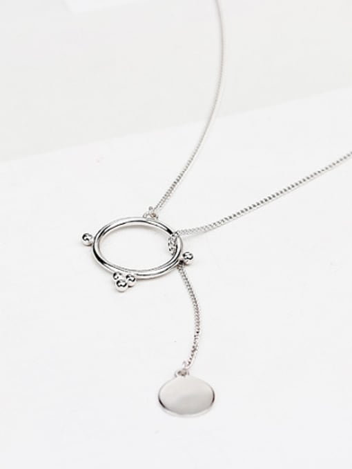 Peng Yuan Simple Hollow Round Silver Necklace 0