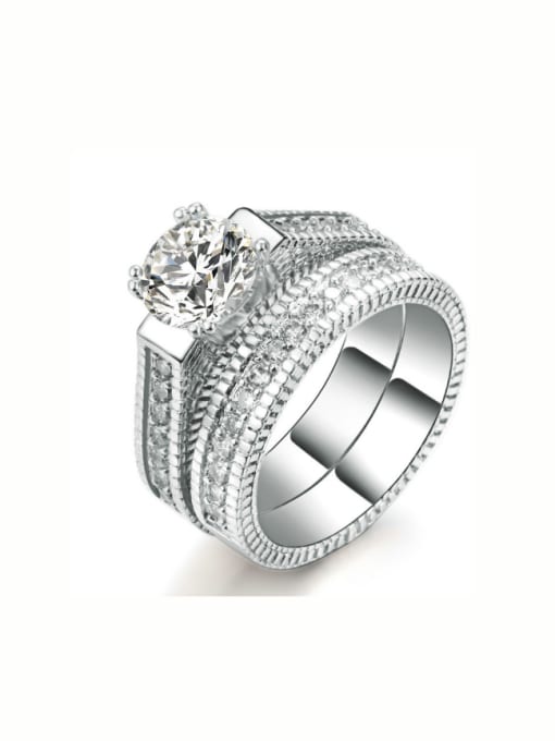 ZK Micro Pave Zircons Noble White Gold Plated Ring 0