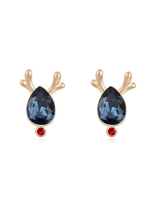 QIANZI Fashion Water Drop austrian Crystal Deer Horn Stud Earrings 0