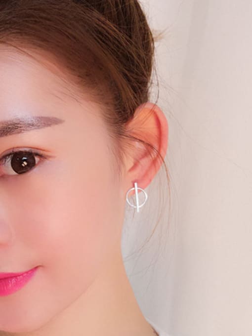 Peng Yuan Simple Round Slim Bar Stud Earrings 1