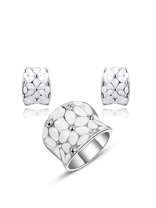 Platinum Alloy Platinum Plated Geometric Shaped Austria Crystal Two Pieces Jewelry