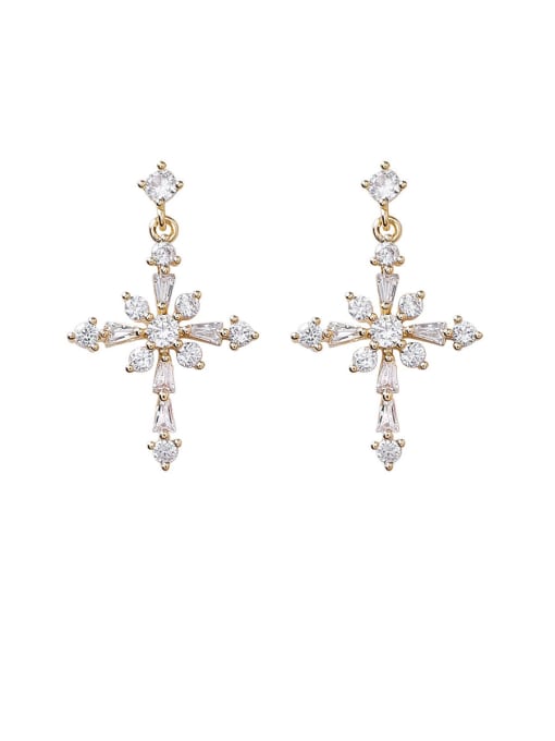 Girlhood Alloy With Gold Plated Personality Cross Drop Earrings