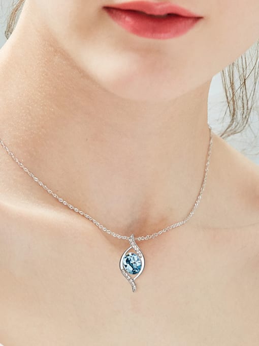 CEIDAI Simple Blue austrian Crystal Necklace 1