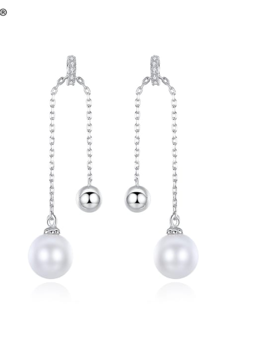 BLING SU Copper With artificial pearl Simplistic Ball Drop Earrings