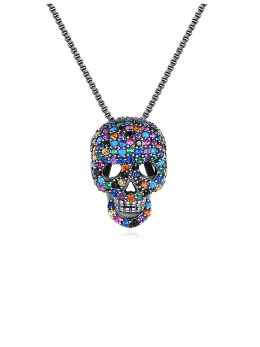 BLING SU Copper With  Rhinestone  Vintage Skull Necklaces 0