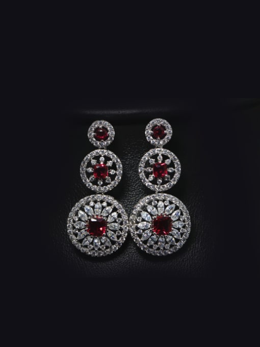 Red Noble Round Wedding Drop Chandelier earring