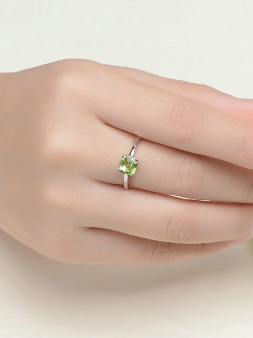 ZK Natural Square Olivine Wedding Accessories Ring 1