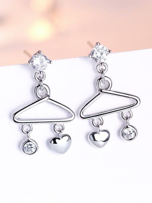 Dan 925 Sterling Silver With Glossy Fashion Triangle Drop Earrings 2