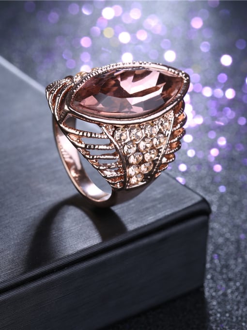 Ronaldo Exquisite Rose Gold Plated Oval Shaped Zircon Ring 2