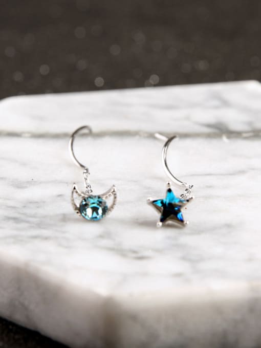 Peng Yuan Austria Crystal Moon Star Line Earrings 1