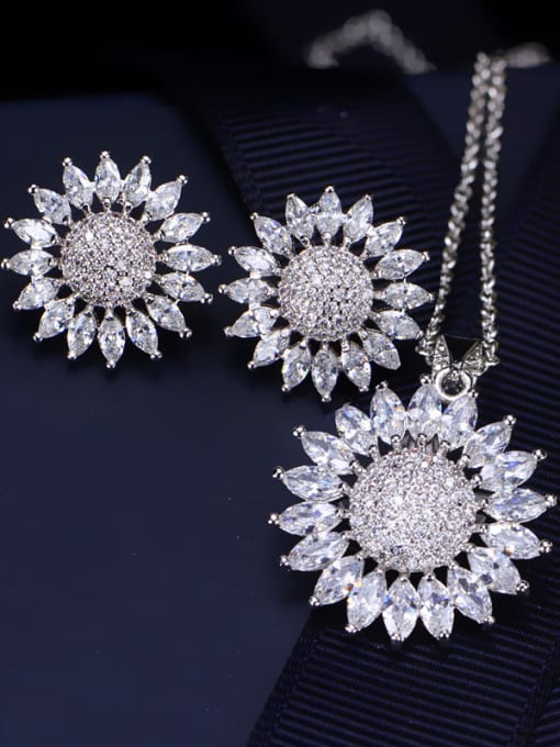White Round Solar Wedding Accessories Jewelry Set