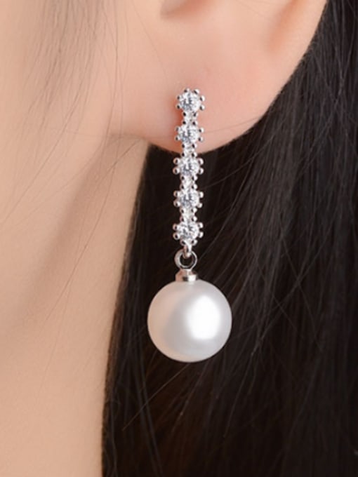 AI Fei Er Fashion Cubic Zirconias Imitation Pearl Copper Stud Earrings 1
