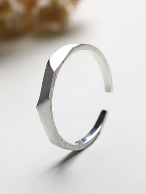 SILVER MI S925 Silver Geometric Opening Ring 0